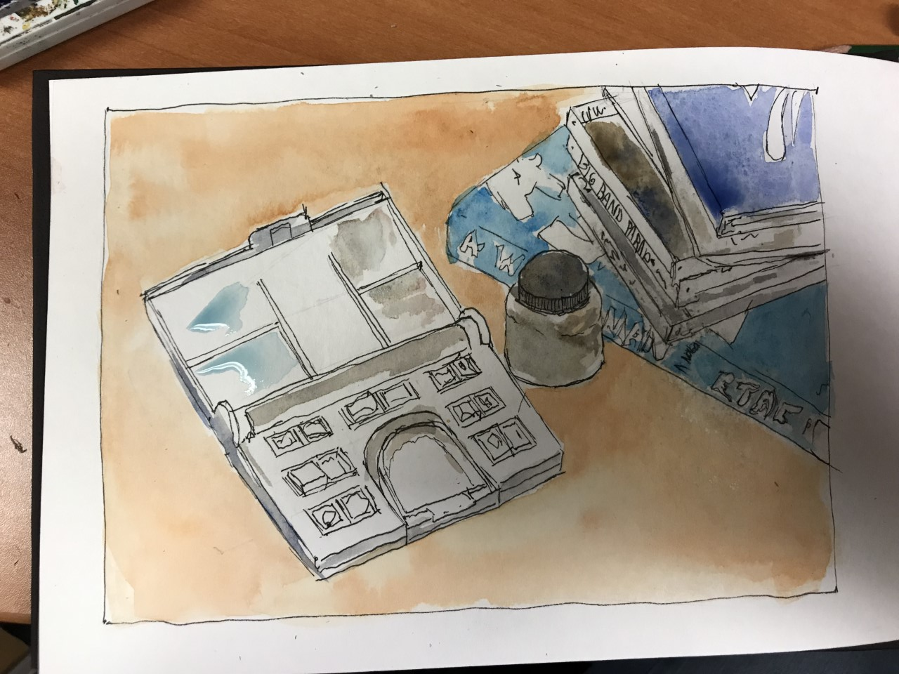 D1 Urban sketching: Drawing my art supplies. : r/learntodraw